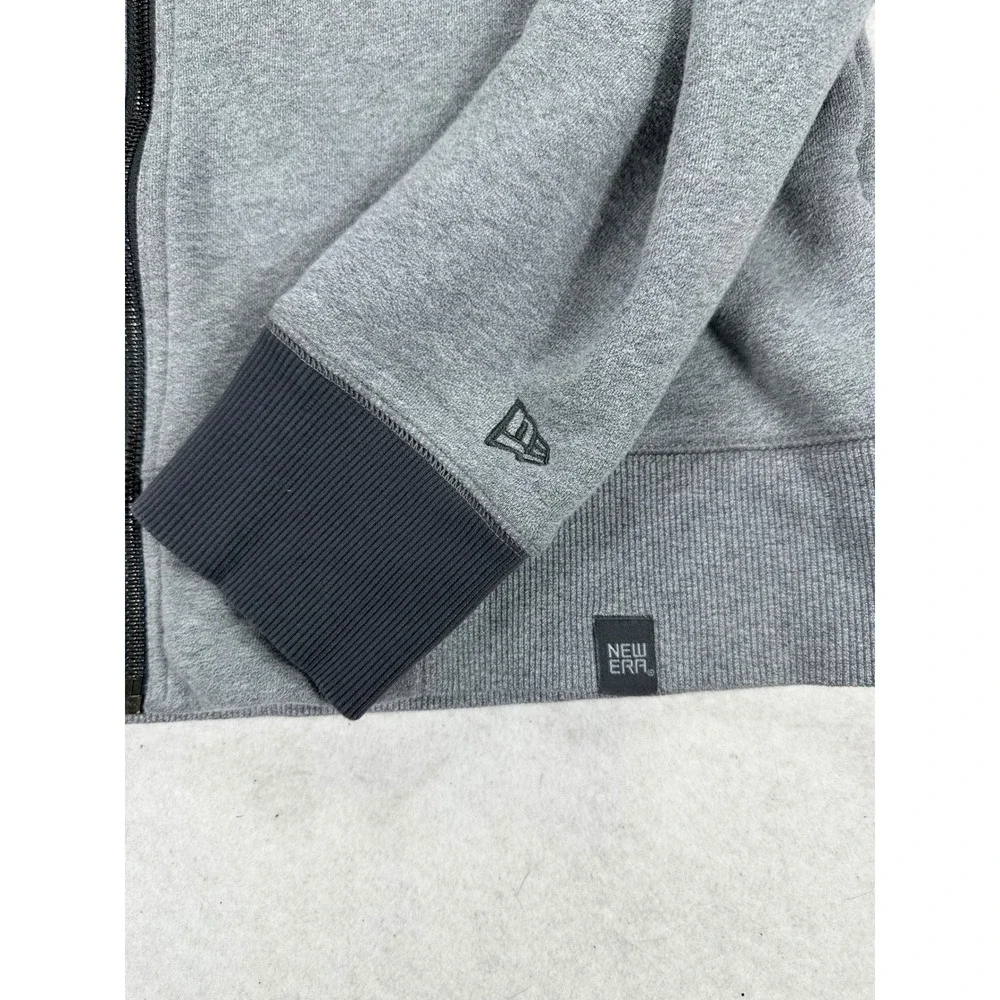 New Era Mens Full Zip Bomber Sweatshirt Gray Fleece Jacket Large L